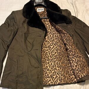 Vintage J&ANS Dolce & Gabbana Brown Jacket with Black Fur Collar